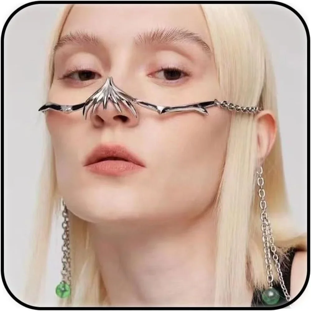 Punk Mechanical Face Chain for Women Halloween Accessories Cyberpunk Shaped Adju